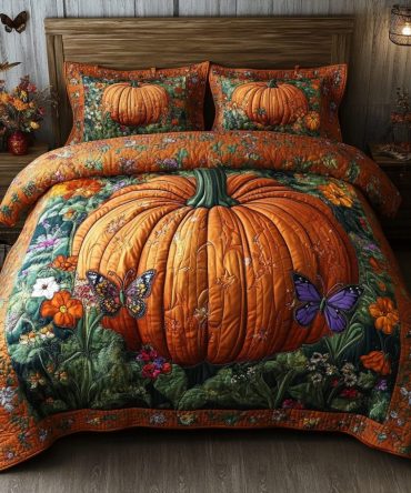 Pumpkin Meadow 3-Piece Quilted Bedding Set