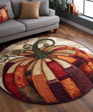 Pumpkin Pages Bloom Quilted Round Mat