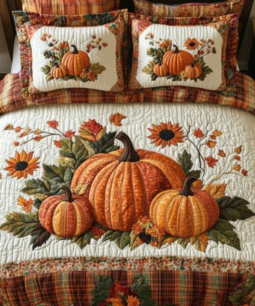 Pumpkin Paradise 3-Piece Quilted Bedding Set