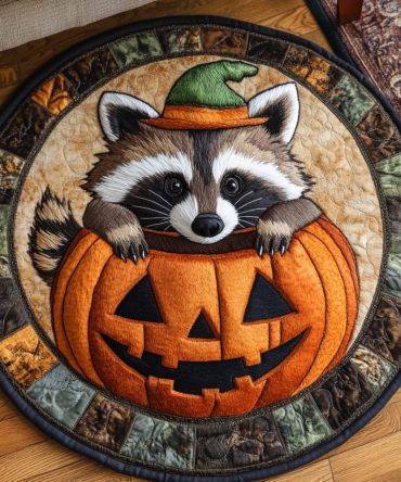 Pumpkin Peek Quilted Round Mat