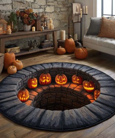 Pumpkin Ring Dungeon Quilted Round Mat