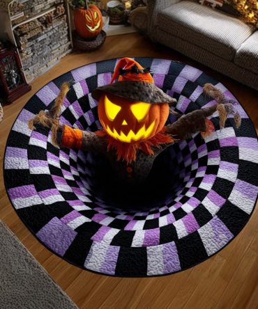Pumpkin Scarecrow Quilted Round Mat