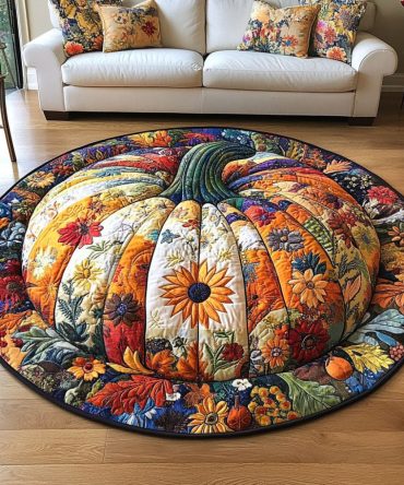 Pumpkin Vibes Quilted Round Mat