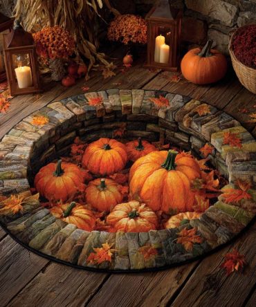 Pumpkin Well Quilted Round Mat
