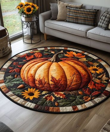 Pumpkin Wonderland Magic Quilted Round Mat