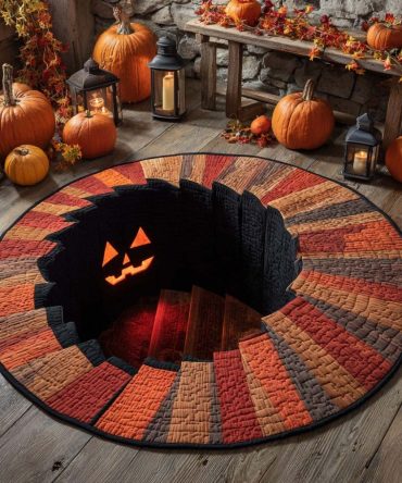 Pumpkins Descent Quilted Round Mat
