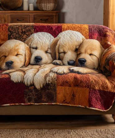 Puppy Golden Retriever Quilted Sofa Cover