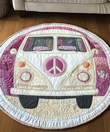 Purple Boho Ride Quilted Round Mat