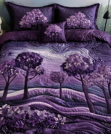 Purple Horizons 3-Piece Quilted Bedding Set