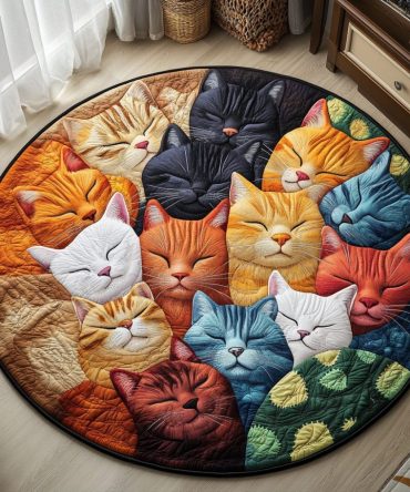Purrfect Cat Haven Quilted Round Mat