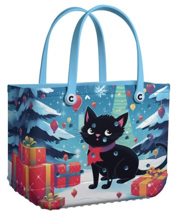 Bucket Tote Bag, Limited Edition Bogg Bag, Beach Bag Purrfectly Festive