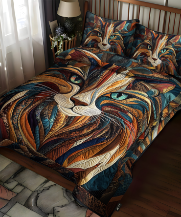 Purrs And Patches 3-Piece Quilted Bedding Set