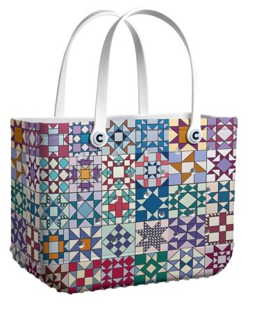 Colorful Geometric Pattern Tote Bag With White Handles - Stylish & Spacious For Everyday Use