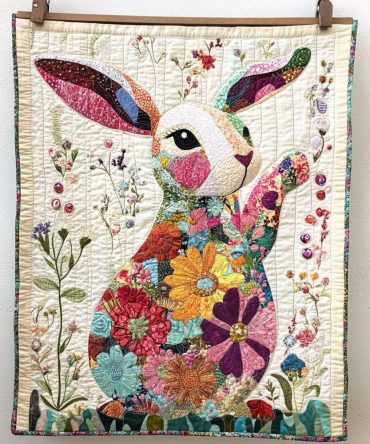 Rabbit Fiesta Quilted Blanket