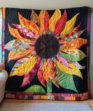 Radiant Sunflower Quilted Blanket