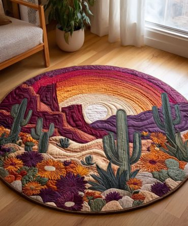 Radiant Bloom Quilted Round Mat