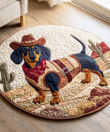 Radiant Dachshund Quilted Round Mat