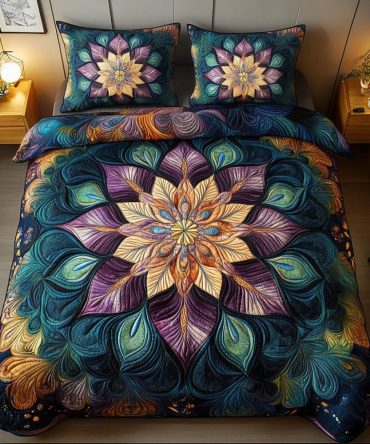 Radiant Mandala Blossom 3-Piece Quilted Bedding Set