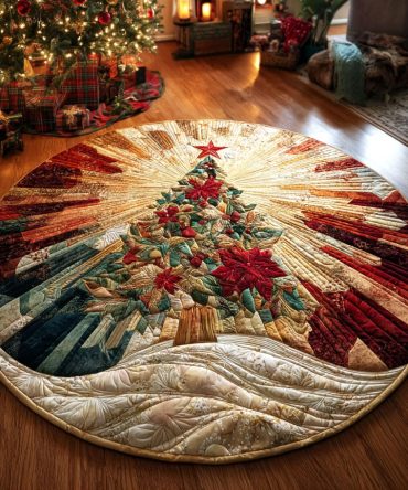 Radiant Noel Tree Quilted Round Mat