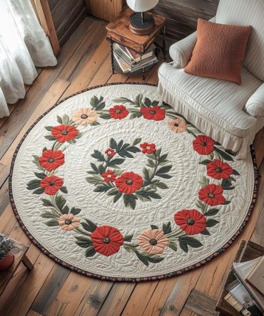 Radiant Poppy Pathway Quilted Round Mat