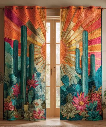 Radiant Sunset Cactus Quilted Curtains