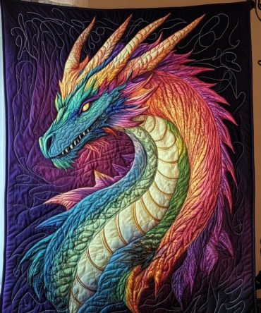 Rainbow Dragon Quilted Blanket