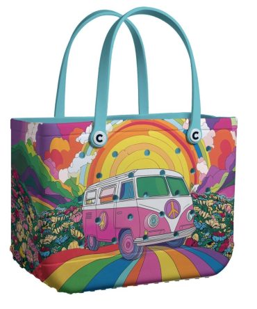 Bucket Tote Bag, Limited Edition Bogg Bag, Beach Bag Rainbow Ride