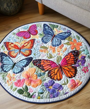 Rainbow Flutter Quilted Round Mat