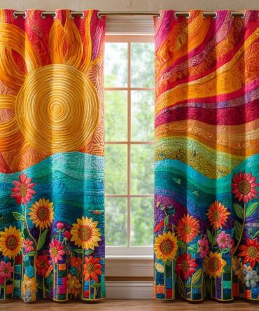 Rainbow Garden Sunrise Quilted Curtains