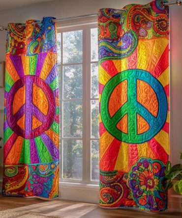 Rainbow Harmony Quilted Curtains