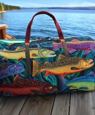 Rainbow Trout Quilted Duffle Bag - Stylish Travel Bag for Outdoor Adventures