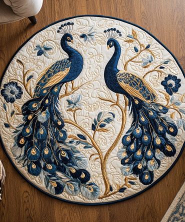 Regal Feather Flourish Quilted Round Mat