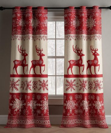 Reindeer Light Quilted Curtains
