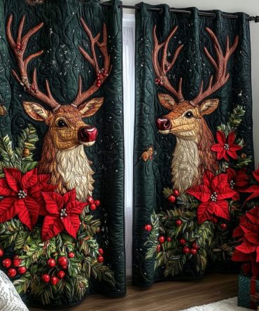 Reindeer Night Quilted Curtains