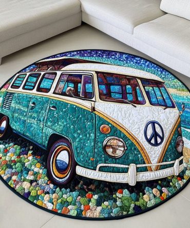 Retro Journey Quilted Round Mat