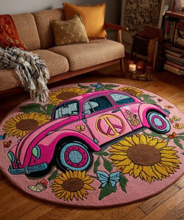 Retro Joy Quilted Round Mat