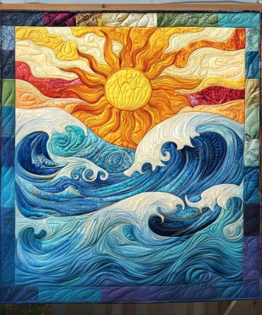 Rhythms Of The Sea Quilted Blanket