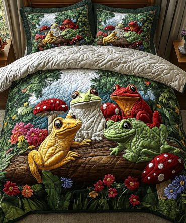 Ribbit Radiance 3-Piece Quilted Bedding Set