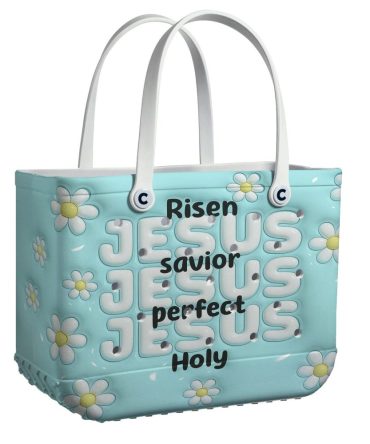 Chic Jesus Tote Bag - Inspirational Design With Daisies , Perfect Gift For Faithful Shoppers