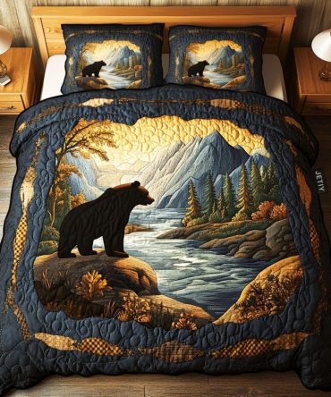 River Bear Serenity 3-Piece Quilted Bedding Set