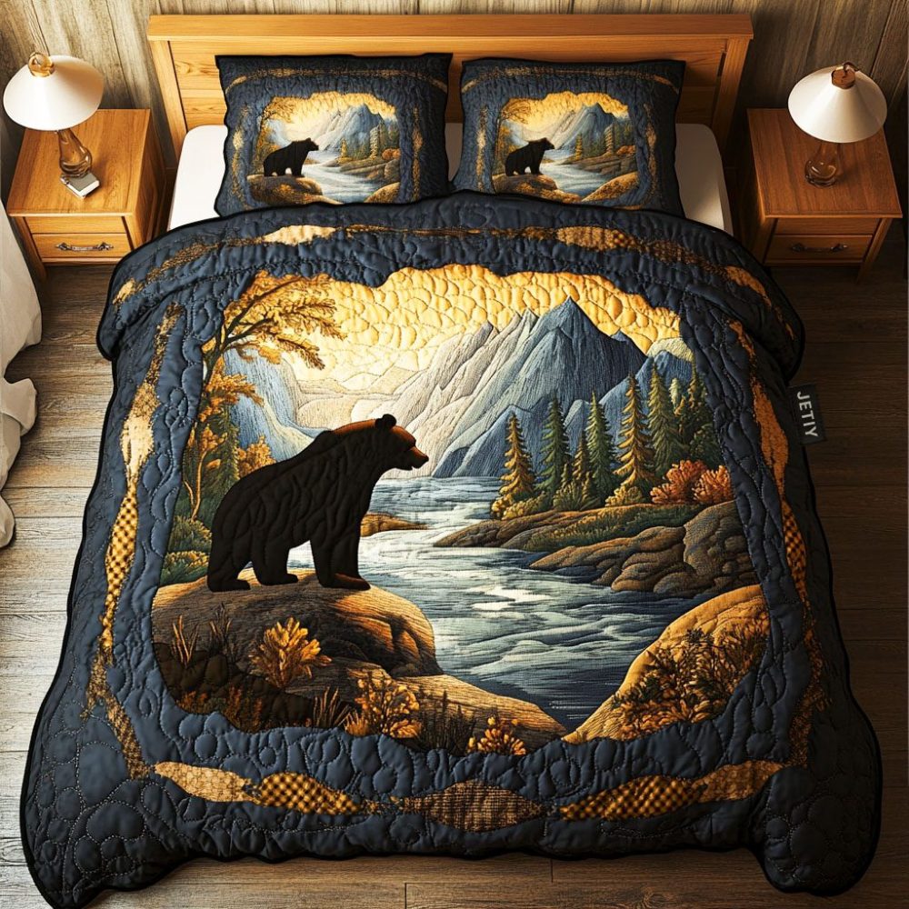 River Bear Serenity 3-Piece Quilted Bedding Set