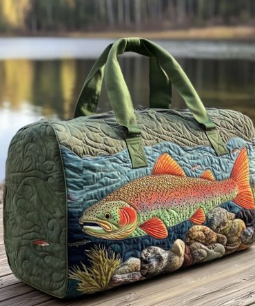 River Spirit Quilted Duffle Bag - Unique Bohemian Travel & Gym Bag with Nature-Inspired Design