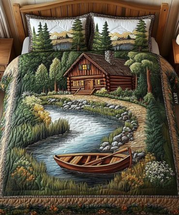 Riverside Cabin Boat 3-Piece Quilted Bedding Set