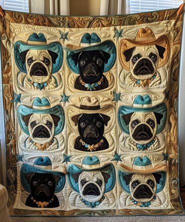Rodeo Pug Quilted Blanket
