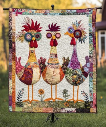 Rooster Garden Charm Quilted Blanket