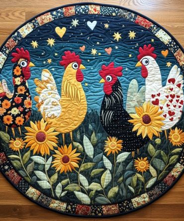 Rooster Radiance Quilted Round Mat