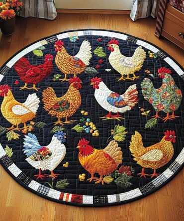 Rooster Radiance Quilted Round Mat