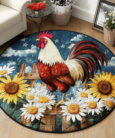 Rooster Sunrise Quilted Round Mat