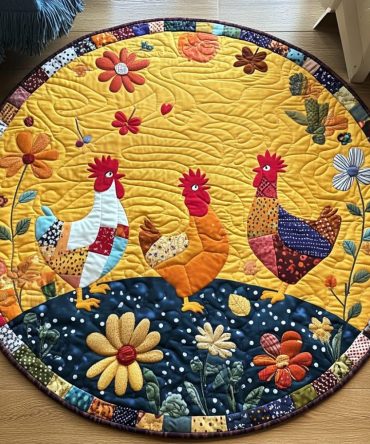 Roosters Roost Quilted Round Mat