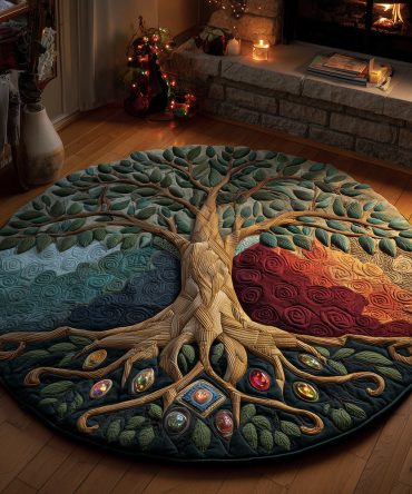 Rooted Chakra Energy Quilted Round Mat